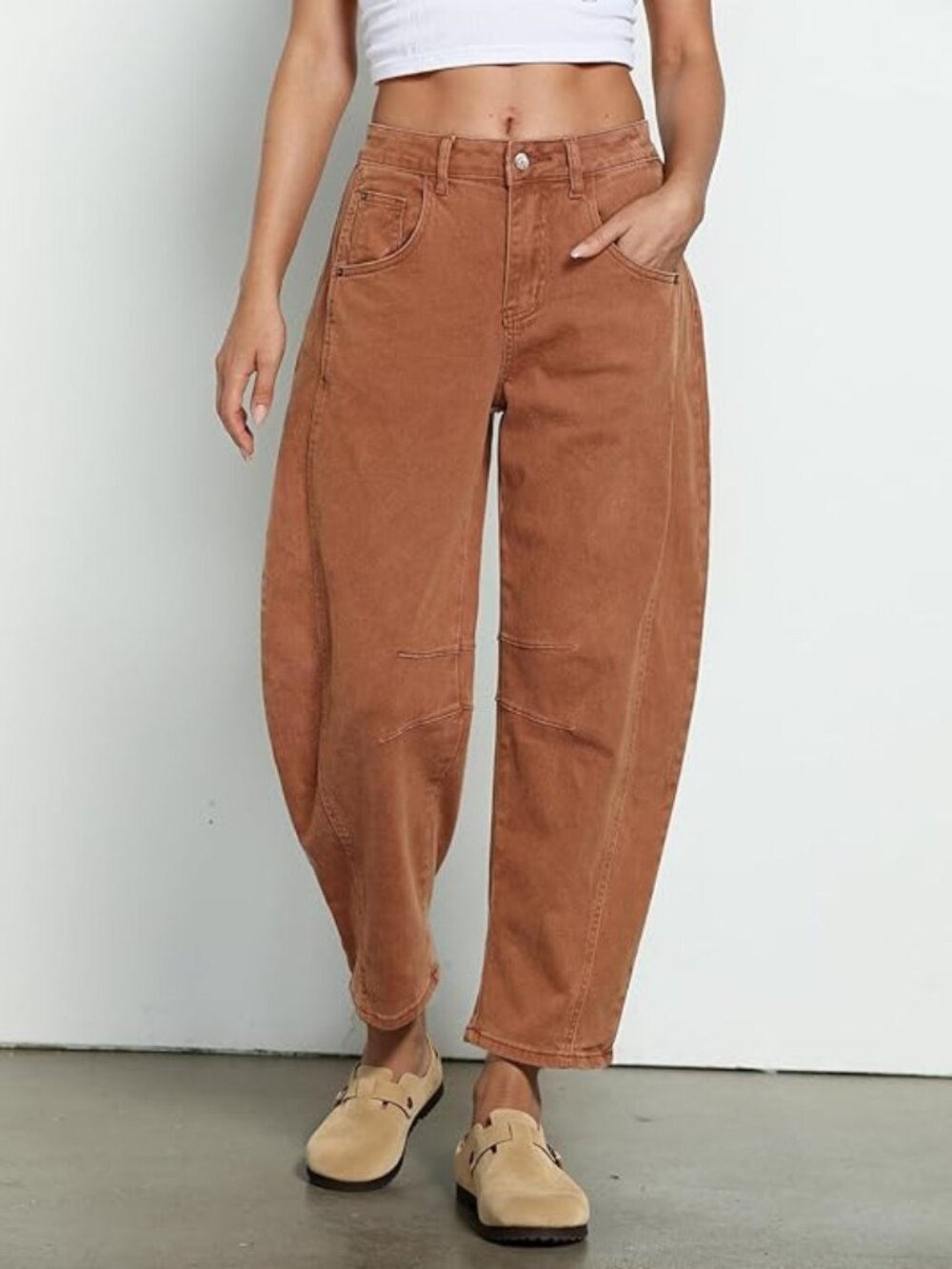 Cropped Barrel Jeans NWT Caramel Size 10